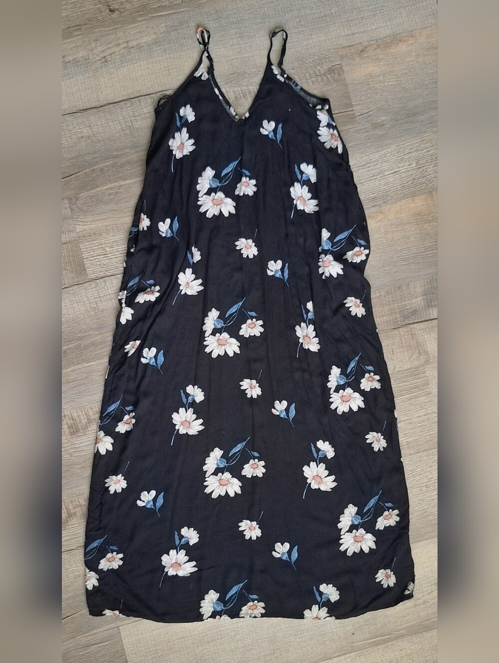 Lulus Black Daisy Floral Slip Dress S/M Cottagecore Boho Cami Dress